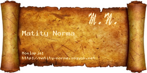 Matity Norma névjegykártya